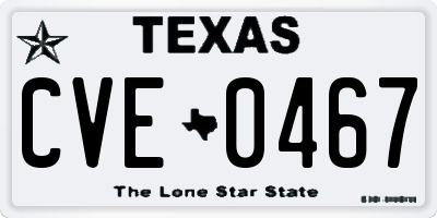 TX license plate CVE0467