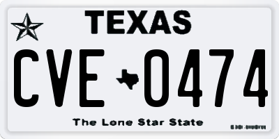 TX license plate CVE0474