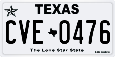 TX license plate CVE0476