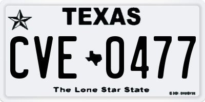 TX license plate CVE0477