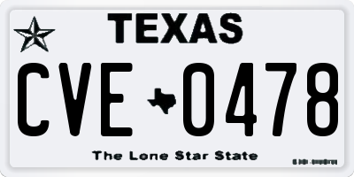 TX license plate CVE0478