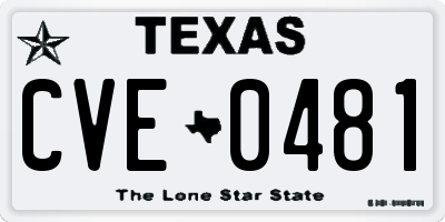 TX license plate CVE0481