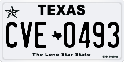 TX license plate CVE0493