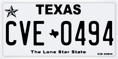 TX license plate CVE0494