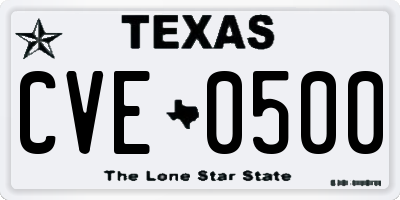 TX license plate CVE0500