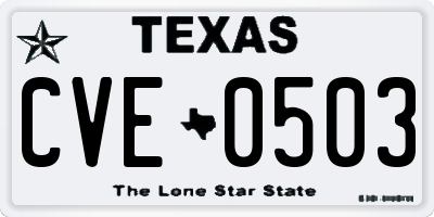 TX license plate CVE0503