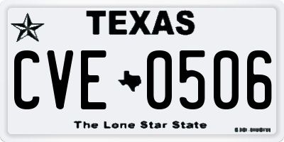 TX license plate CVE0506