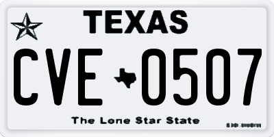 TX license plate CVE0507