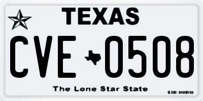 TX license plate CVE0508