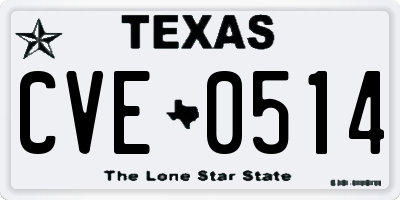TX license plate CVE0514