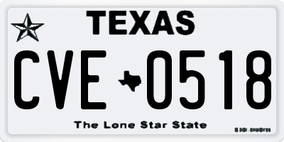 TX license plate CVE0518