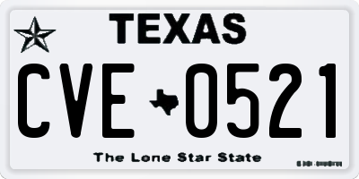 TX license plate CVE0521