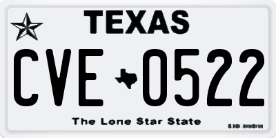 TX license plate CVE0522
