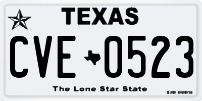 TX license plate CVE0523