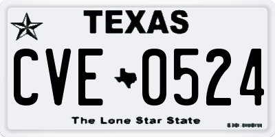 TX license plate CVE0524