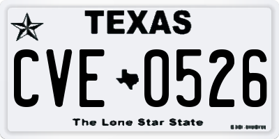 TX license plate CVE0526