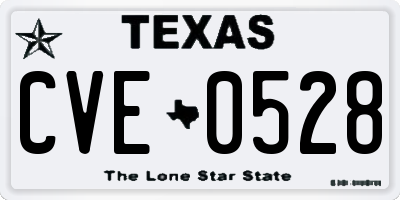 TX license plate CVE0528