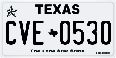TX license plate CVE0530