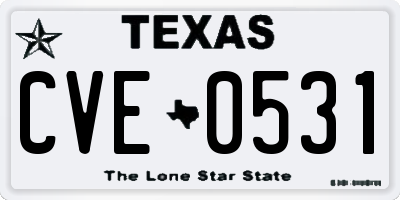 TX license plate CVE0531