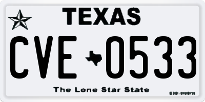 TX license plate CVE0533