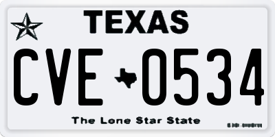 TX license plate CVE0534