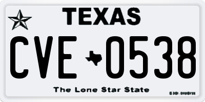 TX license plate CVE0538