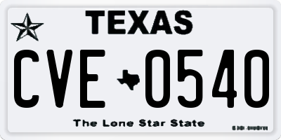 TX license plate CVE0540