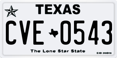 TX license plate CVE0543