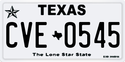 TX license plate CVE0545