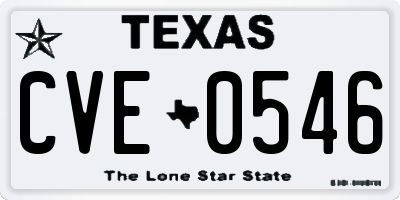 TX license plate CVE0546
