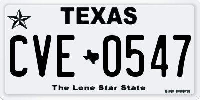 TX license plate CVE0547