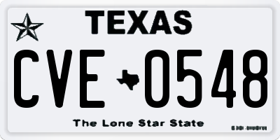 TX license plate CVE0548