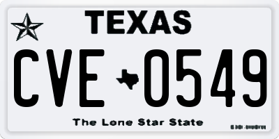 TX license plate CVE0549