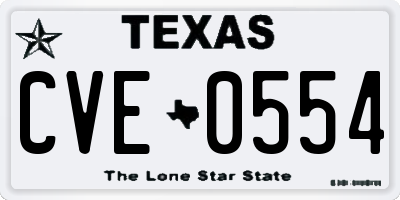 TX license plate CVE0554