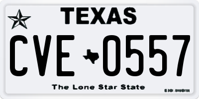 TX license plate CVE0557