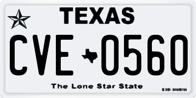 TX license plate CVE0560