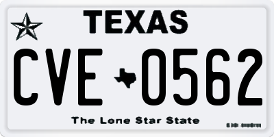 TX license plate CVE0562