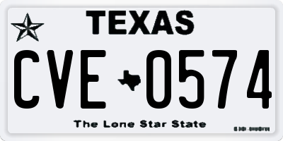 TX license plate CVE0574