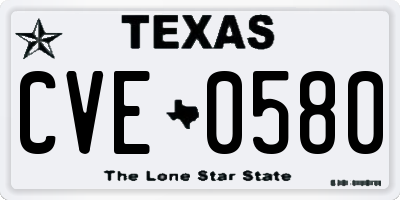TX license plate CVE0580