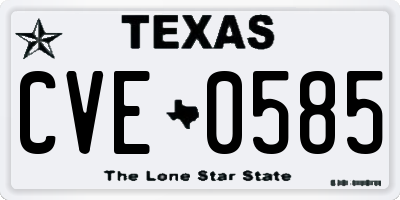 TX license plate CVE0585
