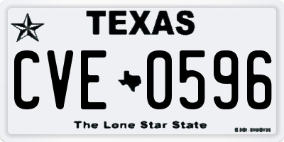 TX license plate CVE0596