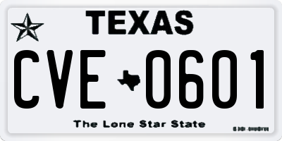 TX license plate CVE0601