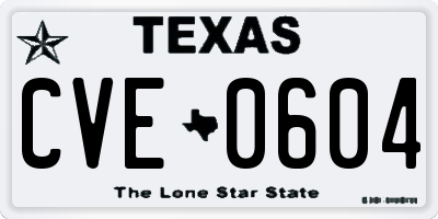 TX license plate CVE0604