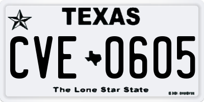 TX license plate CVE0605