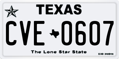 TX license plate CVE0607
