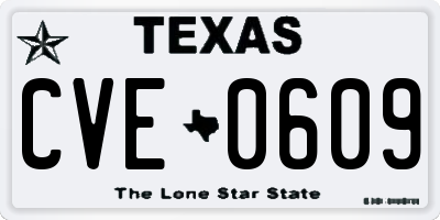 TX license plate CVE0609