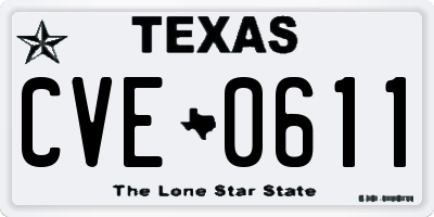 TX license plate CVE0611