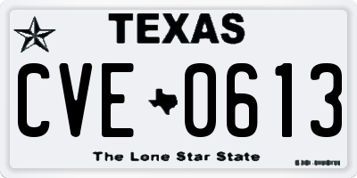 TX license plate CVE0613