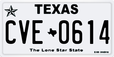 TX license plate CVE0614