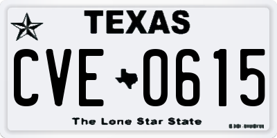 TX license plate CVE0615